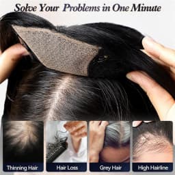Ombre Blonde Human Hair Topper for Women 4.5"*5" Swiss Lace Base Hand-Tied Hair Topper Natural Looking Highlight Hairpiece