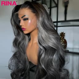 Silver Grey Highlight Human Hair Wigs For Black Women 13x6 13x4 Lace Frontal Wig Colored Body Wave Transparent Lace Front Wigs