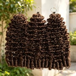 Chocolate Brown Burmese Curly Hair Crochet Bundles 18 Inch 50g Pre-Separated Feather Crochet Hair Wet and Wavy Invisible Crochet Hair Extensions