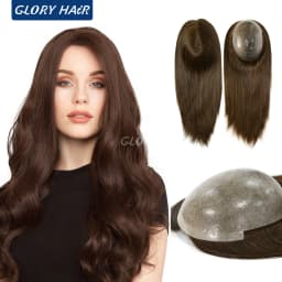TP22INJ-14" 16" Chinese Remy Hair Toppers For Women Injected Polyskin Base Looks Natural Female Human Hair Topper Wigs