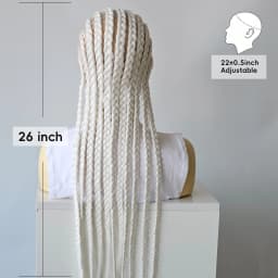 Full Lace Braided Wigs 26" Pure White Synthetic Hair 11 Strands Box Braids Glueless Cosplay Festival Party Wig Unisex HandTied