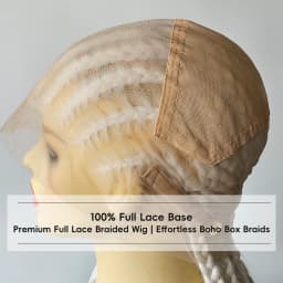 Full Lace Braided Wigs 26" Pure White Synthetic Hair 11 Strands Box Braids Glueless Cosplay Festival Party Wig Unisex HandTied