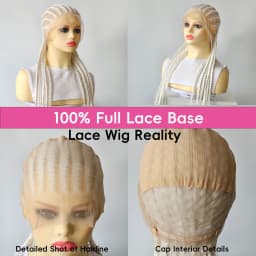 Full Lace Braided Wigs 26" Pure White Synthetic Hair 11 Strands Box Braids Glueless Cosplay Festival Party Wig Unisex HandTied