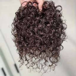13x14CM Curly Human Hair Topper with Bangs Seamless Fluffy Short Curly Clip in Topper Hair Pieces for Women with Thinning Hair