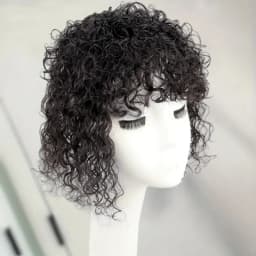 13x14CM Curly Human Hair Topper with Bangs Seamless Fluffy Short Curly Clip in Topper Hair Pieces for Women with Thinning Hair