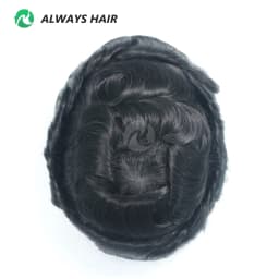 Invisible Hairline Hair System Unit for Men 0.03-0.04mm Super Thin Base Toupee Indian Human Hair Mens' Topper Wig