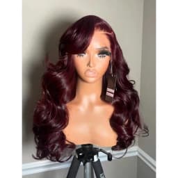 210 Density 99J Burgundy 13x6 HD Transparent Lace Frontal Human Hair Wigs Brazilian Colored 30 46 Inch Body Wave 13x4 Lace Front Wig Pre Plucked With Baby Hair For Women