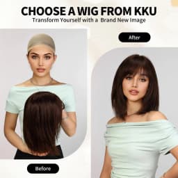 Ombre Golden Brown 100% Remy Human Hairs for Women Natural Daily Straight 12inch Short Human Hair Wigs with Bangs Heat Resistant
