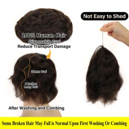 Band Style 8x10" Human Hair Mens Toupee Fine Mono and Thin Skin Base Hair Replacement System Breathable Toupee Durable Hairpiece