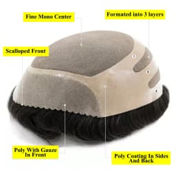 Band Style 8x10" Human Hair Mens Toupee Fine Mono and Thin Skin Base Hair Replacement System Breathable Toupee Durable Hairpiece
