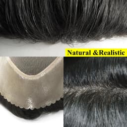 Band Style 8x10" Human Hair Mens Toupee Fine Mono and Thin Skin Base Hair Replacement System Breathable Toupee Durable Hairpiece