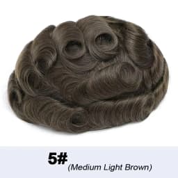 Band Style 8x10" Human Hair Mens Toupee Fine Mono and Thin Skin Base Hair Replacement System Breathable Toupee Durable Hairpiece