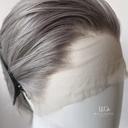 Grey Short Wig for Man with A Slicked-back Hairstyle 13*4 HD Synthetic Lace Front Wig Headband Cosplay Wigs Lace Frontal Peluca