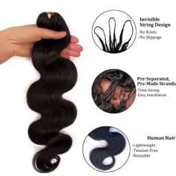 Crochet Human Hair Body Wave Miracle Knots Crochet Human Hair 300g Vietnamese Human Crochet Hair for Women Lightweight Knotless Feather Crochet Human Hair Natural Black