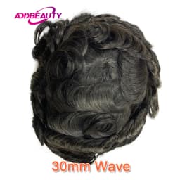 20mm Curly Men's Capillary Prothesis Fine Mono NPU Men Toupee Indian Human Hair Wigs Straight Wave Human Hair System Man Topper