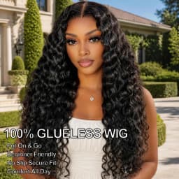 UNice 7x5 Bye-Bye Slip™ Lace Natural Black Loose Deep Wave Wig Pre Cut Pre Bleached Glueless Drawstring Wig