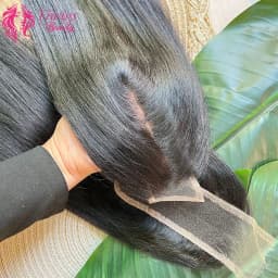 Light Yaki Straight 2x6 HD Lace Frontal Closure Only Natural Color 100% Raw Virgin Human Hair Deep Parting Pre Plucked Hair