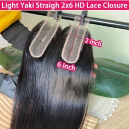 Light Yaki Straight 2x6 HD Lace Frontal Closure Only Natural Color 100% Raw Virgin Human Hair Deep Parting Pre Plucked Hair