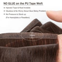 Invisible Long PU Tape Weft Human Hair Bundles Real Natural Hair Seamless Hand Tied Injected Tape In Hair Extensions Thick Ends