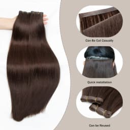 Invisible Long PU Tape Weft Human Hair Bundles Real Natural Hair Seamless Hand Tied Injected Tape In Hair Extensions Thick Ends