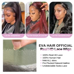 Eva Real HD Lace Wigs Straight 2x6 HD Lace Closure Wig Deep Part Pre Plucked Melt All Skins Invisible HD Human Hair Closure Wigs
