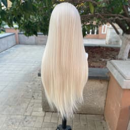 Elf Cosplay Peak Style Platinum Blonde Synthetic 13x4 Lace Front Wigs Women 26 Inch Long Straight Silky Free Part 150% Density