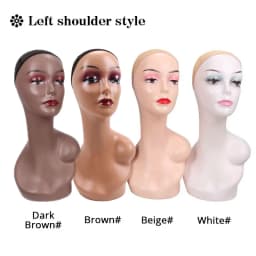 Half Shoulder Dummy Head 6Pcs/Box Fiber Glass Mannequin Head With Bottom Cover Wig Display Stand Female Mannequin Head For Wig