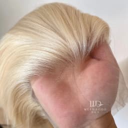 16Inch Light Blonde Mullet Wig Shoulder Length Glueless Wig with Hand Tied Lace Front Heat Resistant Fiber for Women Cosplay Dai
