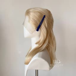 16Inch Light Blonde Mullet Wig Shoulder Length Glueless Wig with Hand Tied Lace Front Heat Resistant Fiber for Women Cosplay Dai