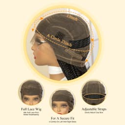 Synthetic Full Lace Cornrow Braided Wigs 36 Inches Lace Frontal Square Knotless Box African Braiding Wig for Black Women