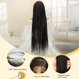 Synthetic Full Lace Cornrow Braided Wigs 36 Inches Lace Frontal Square Knotless Box African Braiding Wig for Black Women