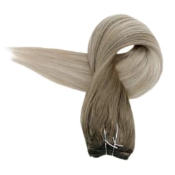 LaaVoo Fishing Wire Hair Extension For Women 12-20inch 100% Real Brazilian Human Hair Straight Natural Fish Line Hair Weft Hair