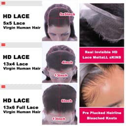 Jet Black Color Wig Queen Hair Real HD Lace Wig Raw Human Hair FULL Frontal Closure HD Melt Skin Lace Wig Straight / Body Wave