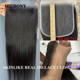 HiEbony HD Lace Closure Only Straight 5x5 6x6 7x7 Melt Skin HD Lace Closure 100% Human Hair Thick HD Lace Closure Pre-Plucked