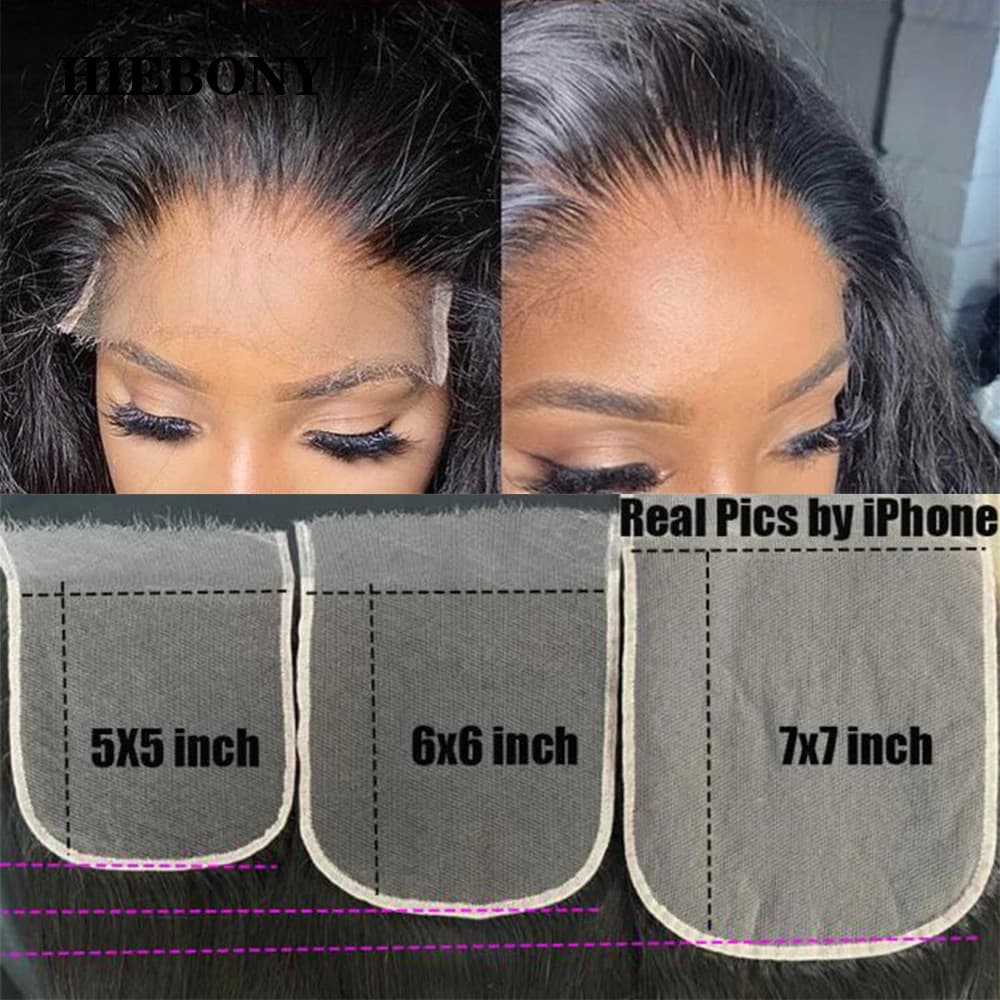 HiEbony HD Lace Closure Only Straight 5x5 6x6 7x7 Melt Skin HD Lace Closure 100% Human Hair Thick HD Lace Closure Pre-Plucked