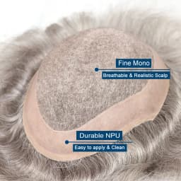 Human Hair Prosthesis for Men's Toupee Breathable Mono Toupee PU Double Knot Male Wig Unit Hairpiece Replacement System 8x10Inch
