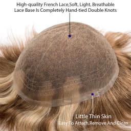 Full French Lace Base Male Hair Prosthesis Breathable Toupee For Men Human Hair Men's Wigs Capilar Hombre Blond Man Wig Systems