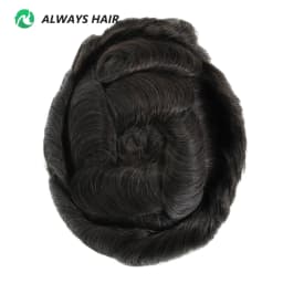 Cheap Durable Mono PU Wig Man Toupee Free Style Off Black Indian Human Hair Men's Capillary Prothesis 6x8 6x9 7x9 8x10