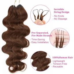 FRIZIRA Chocolate Brown Miracle Knots Crochet Human Hair Crochet Braids Body Wave Feather Crochet Human Hair Extensions