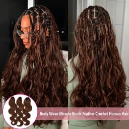 FRIZIRA Chocolate Brown Miracle Knots Crochet Human Hair Crochet Braids Body Wave Feather Crochet Human Hair Extensions
