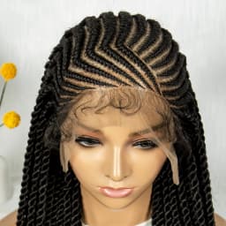32Inch Cornrow Braided Wigs Synthetic Box Braids Wig Full Lace Braided Wig for Black Women Blended Lace Front Braiding Hair Wig