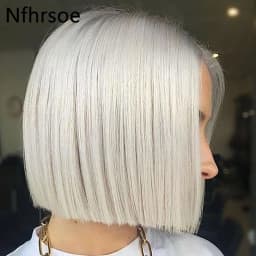 #60 Color White Platinum Ash Blonde Bob Human Hair Remy Straight 13x6 Lace Frontal Wig 13x4 Lace Front Wig 100% Human Hair