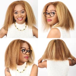 Kinky Straight 4/27 Highlight 13x4 Transparent Lace Frontal Human Hair Wigs Short Brown Blonde Piano Colored Human Hair Bob Wig