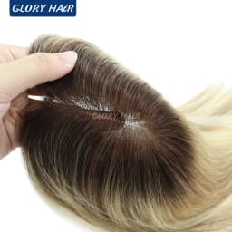 TP79 Lightweight Brazilian Human Hair Women Toppers 12" Size 4.5x5 Inch 110% Density Durable Hairpiece With 3 Clips For Women