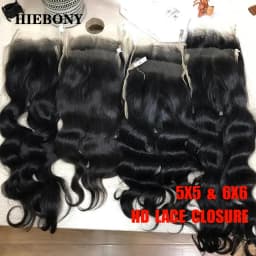 HiEbony Body Wave 13x6 HD Lace Frontal 100% Human Hair 5x5/6x6/7x7 Invisiable HD Lace Closure Melt Skins Pre Plucked Hairline