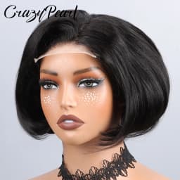4X4 Closure BOB Wig Straight Human Hair Short Bob Natural Black Brazilian Remy Hair Pre Plucked Bleached Knots Ready to Wear