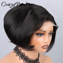 4X4 Closure BOB Wig Straight Human Hair Short Bob Natural Black Brazilian Remy Hair Pre Plucked Bleached Knots Ready to Wear