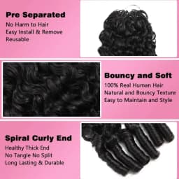 Belextens Burmese Curly Feather Crochet 14-26 Inch Miracle Knots Human Hair For Braiding Boho Braids 100% Human Hair Extension Pre-Separated Crochet Hair 60 Grams Per Bundle