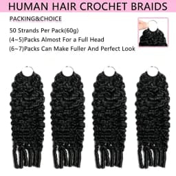 Belextens Burmese Curly Feather Crochet 14-26 Inch Miracle Knots Human Hair For Braiding Boho Braids 100% Human Hair Extension Pre-Separated Crochet Hair 60 Grams Per Bundle