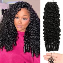 Belextens Burmese Curly Feather Crochet 14-26 Inch Miracle Knots Human Hair For Braiding Boho Braids 100% Human Hair Extension Pre-Separated Crochet Hair 60 Grams Per Bundle